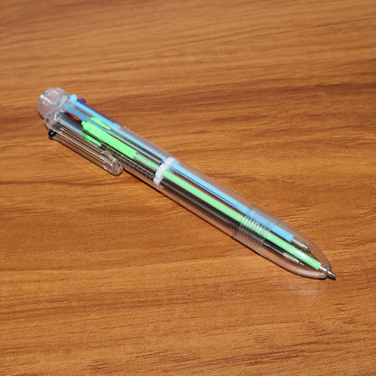6 in 1 Multicolor Ball Point Pen with Transparent Body and Smooth Writing Multi Ink Pen for School, Office, College and Daily Use