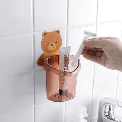 Cute Teddy Bear Toothbrush Holder For Kids (3 Pc Set)