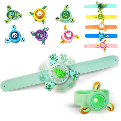 LED Light Kids Spinning Slap Band Toy Cartoon Bracelet Wrist Band Light Up Toy for Boys and Girls Birthday Return Gift 1 Piece