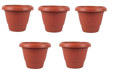 Garden Heavy Duty Plastic Planter Pot Gamla 10 Inch Round Flower Pot for Indoor Outdoor Plants Brown Pack of 1