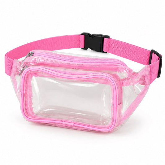 Transparent Pvc Waist Bag With Two Zip Pockets And Adjustable Strap (26x16 Cm)