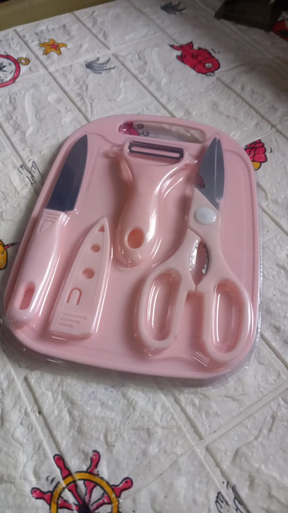 Mini Travel Cutting Board Set 4 Pieces Portable Camping Kitchen Knife Peeler Scissors and Chopping Board Set for Travel and Outdoor Use