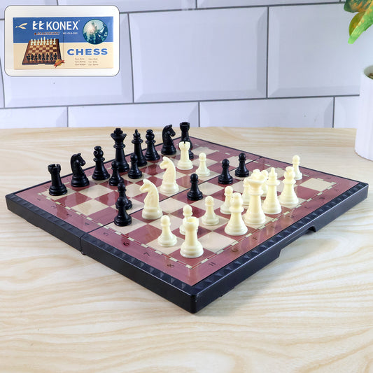 Foldable Magnetic Chess Board Game Set – Premium Plastic Chess Pieces with Magnetic Folding Board for Kids and Adults – Travel-Friendly Classic Strategy Game (1 Set)