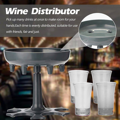 6-Shot Glass Drink Dispenser Rack with 6 Shot Glasses, ABS Plastic Liquor Pouring Stand for Home Bar, Parties, Weddings and Celebrations (1 Set)