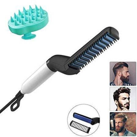 Men's Beard and Hair Curling Straightener Modelling Comb – Electric Ceramic Styling Comb for Beard Straightening, Hair Smoothing and Quick Grooming (1 Pc)