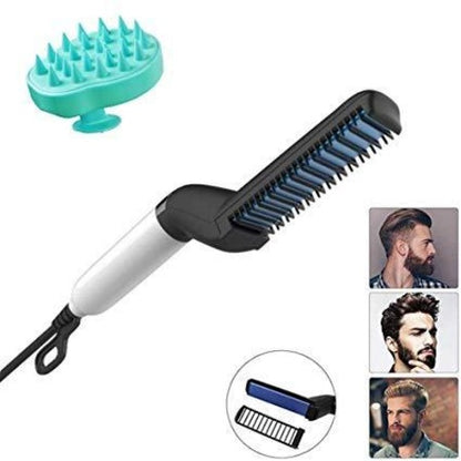Men's Beard and Hair Curling Straightener Modelling Comb – Electric Ceramic Styling Comb for Beard Straightening, Hair Smoothing and Quick Grooming (1 Pc)