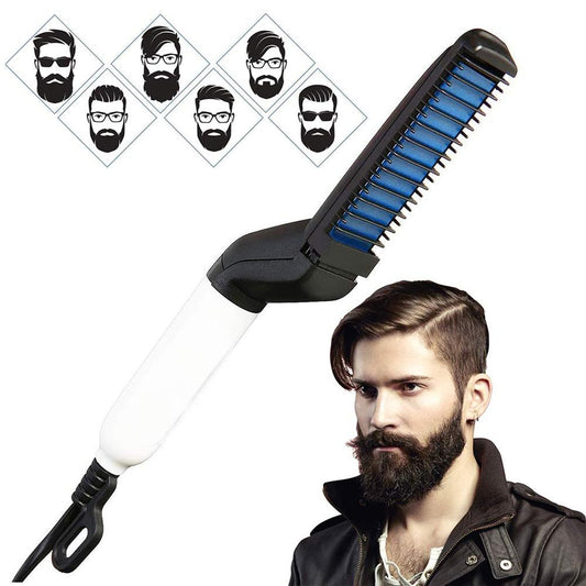Men's Beard and Hair Curling Straightener Modelling Comb – Electric Ceramic Styling Comb for Beard Straightening, Hair Smoothing and Quick Grooming (1 Pc)