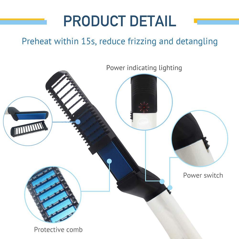 Men's Beard and Hair Curling Straightener Modelling Comb – Electric Ceramic Styling Comb for Beard Straightening, Hair Smoothing and Quick Grooming (1 Pc)