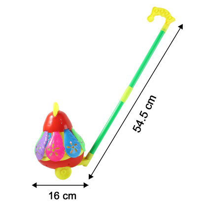 Carnival Chicken Toy for Kids, Colorful Fun Push Toy with Rolling Sound, Perfect for Toddlers, Interactive Play, and Early Motor Skill Development – 1 Pc