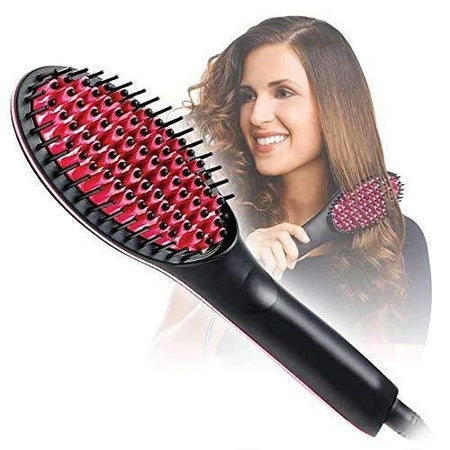 2 in 1 Hair Straightener Brush and Scalp Massager – Ceramic Anti-Static Straightening Comb for Fast, Smooth and Frizz-Free Hair Styling (1 Pc)