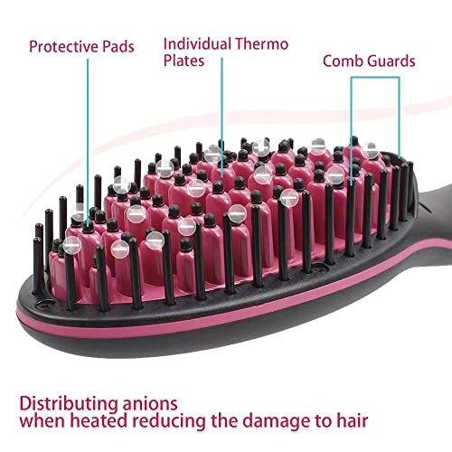 2 in 1 Hair Straightener Brush and Scalp Massager – Ceramic Anti-Static Straightening Comb for Fast, Smooth and Frizz-Free Hair Styling (1 Pc)