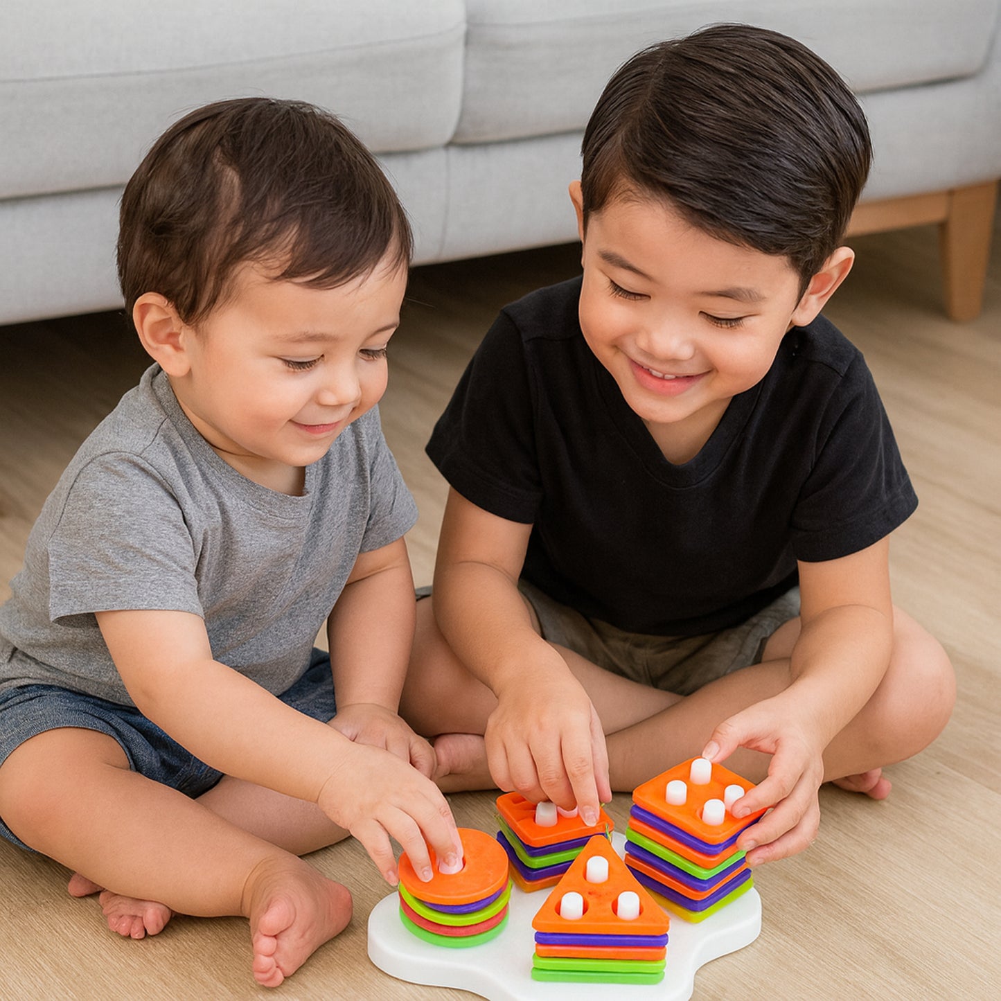Geometric Stacking Sorter Puzzle Toy – Educational Shape Sorting and Stacking Toy for Toddlers | Develops Cognitive Skills and Fine Motor Skills