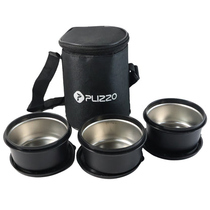 Insulated Stainless Steel Tiffin Lunch Box Set with Carry Bag – 3 Inner Containers Food Storage Lunch Set for Office, School & Travel (1 Set)