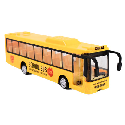 Inertia School Bus Toy for Kids, High Simulation Yellow Mini Bus Model Car, Friction Powered Plastic Vehicle Toy (1 Pc)