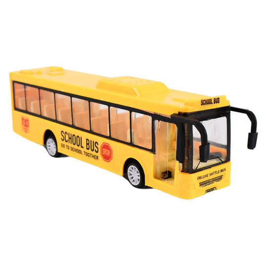 Inertia School Bus Toy for Kids, High Simulation Yellow Mini Bus Model Car, Friction Powered Plastic Vehicle Toy (1 Pc)