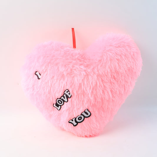 Soft Plush Heart Shape Cushion With I Love You (1 Pc)
