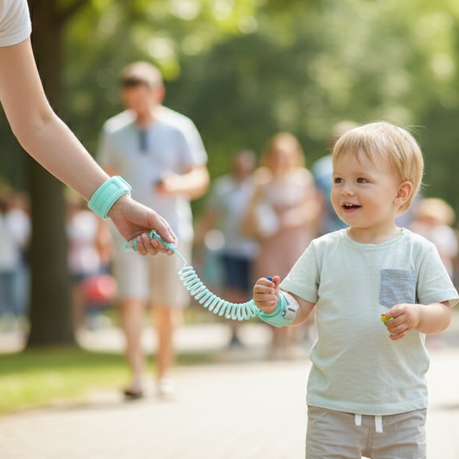 Mix Design Baby Safety Walking Leash with Adjustable Wrist Cuff and Elastic Anti-Lost Coil Strap for Toddlers and Kids – Child Safety Wrist Link for Outdoor Walking, Parks, Malls and Crowded Areas (1 Pc)