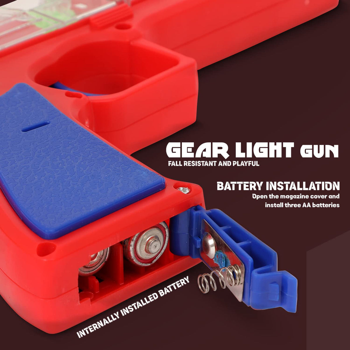 Transparent Gear Simulation Toy Gun for Kids with Rotating Gears, Flashing Lights and Music