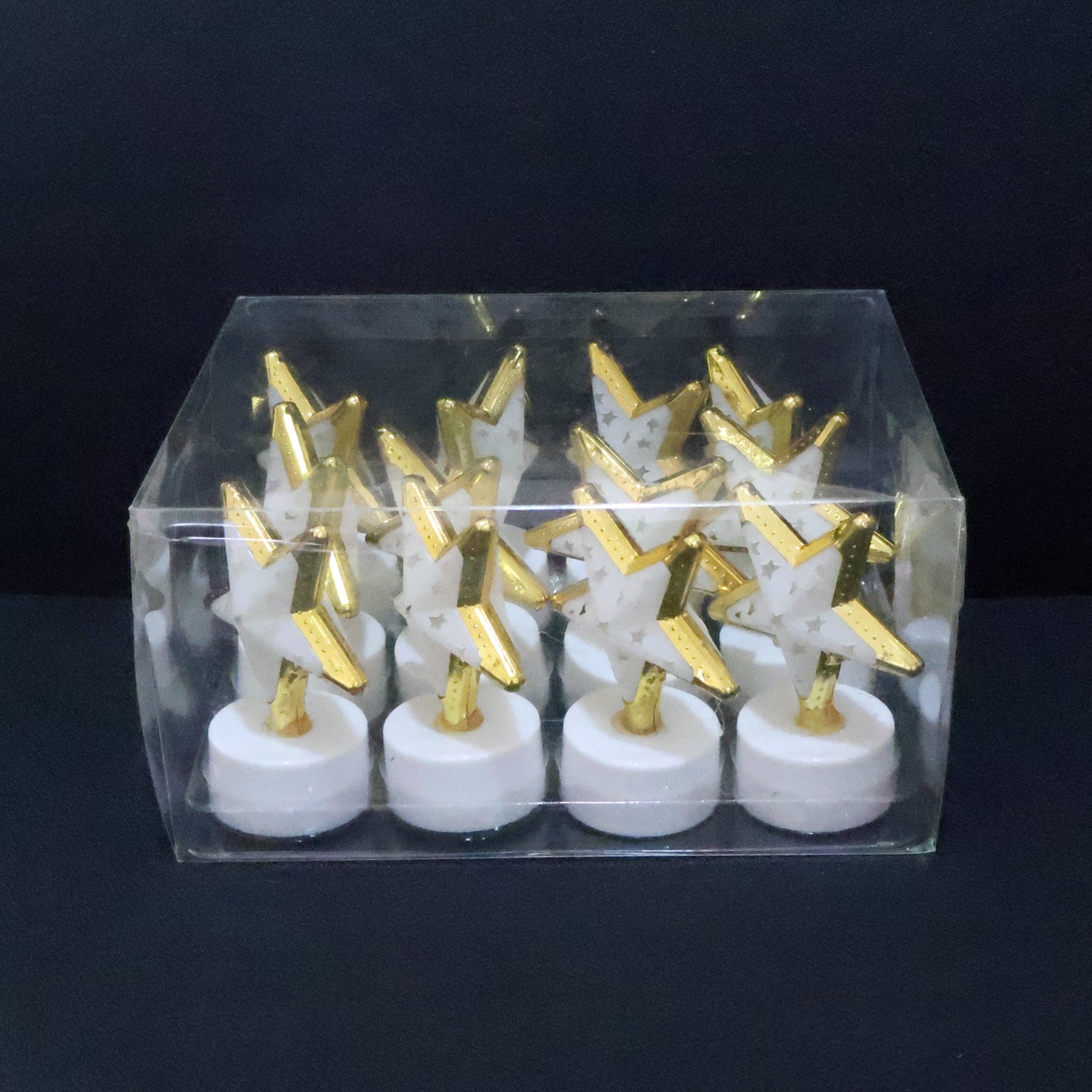 Set of 12 Star Shaped Flameless LED Candles Battery Operated Flickering Decorative Lights for Home Decor Festivals Weddings Parties and Special Events