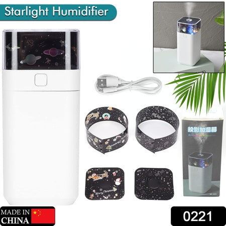 Star Night Light Projector Humidifier 300ml Ultrasonic Mini Humidifier with LED Night Light 3 Theme Slides Dual Mist Modes Auto Shut Off
