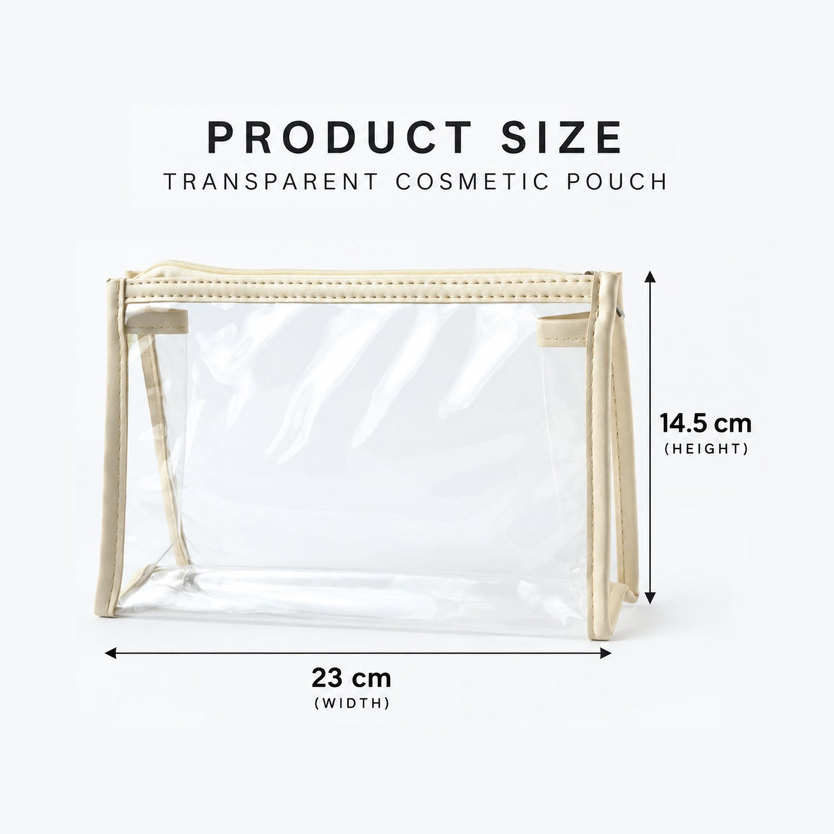 Transparent Pvc Makeup Zipper Pouch For Travel And Toiletry Storage (23x14 Cm)