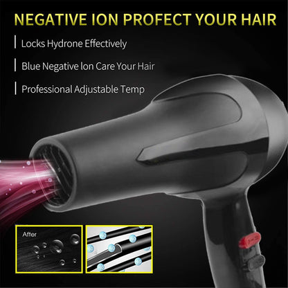 Professional Hair Dryer 1500W Hair Dryer with Hot and Cold Air, 2 Speed Settings and Overheat Protection (Black)