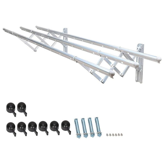 Wall Mounted Extendable Clothes Drying Rack Stainless Steel Foldable Clothes Rail Towel Rack Airer for Bathroom Laundry Balcony Indoor Outdoor Use (1 Pc)