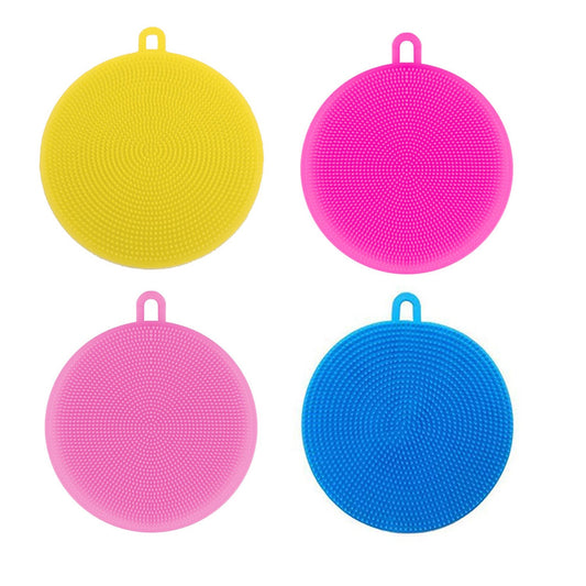 Silicone Dish Scrubber Sponge Food Grade BPA Free Kitchen Cleaning Brush Heat Resistant Non Stick Multipurpose Scrubber for Dishes Fruits Vegetables and Household Use (1 Pc)