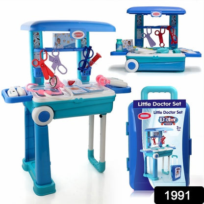 Premium Doctor Set Trolley for Kids Pretend Play Medical Kit with LED Light Instruments and Rolling Suitcase (1 Set)