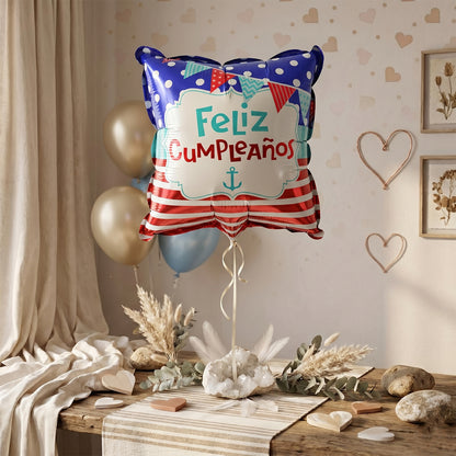 Square Feliz Cumpleanos Birthday Foil Balloon For Decoration (1 Pc)