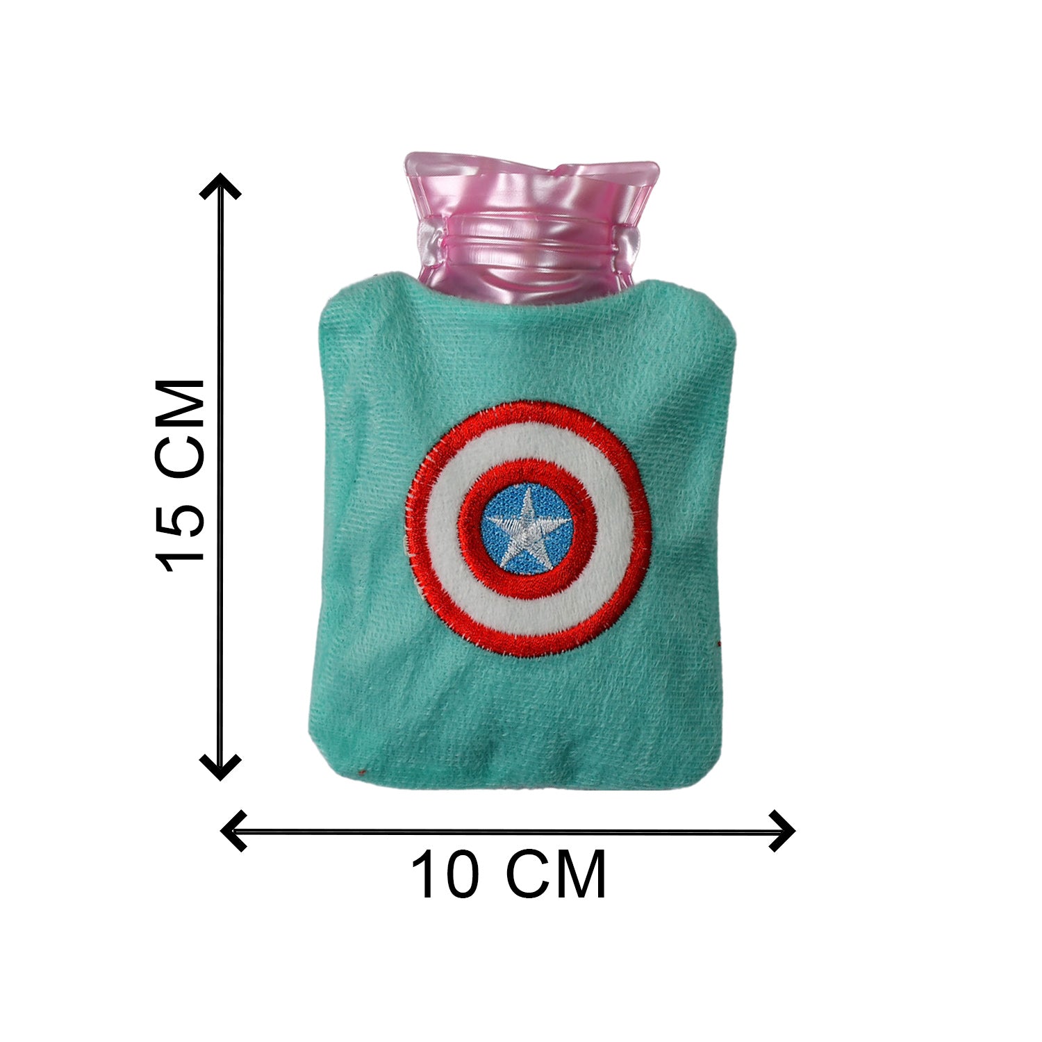 Captain America Shield Small Hot Water Bag with Soft Cover – Portable Natural Rubber Heat Therapy Bottle for Pain Relief, Menstrual Cramps, Neck, Shoulder, Back and Hand Warmer