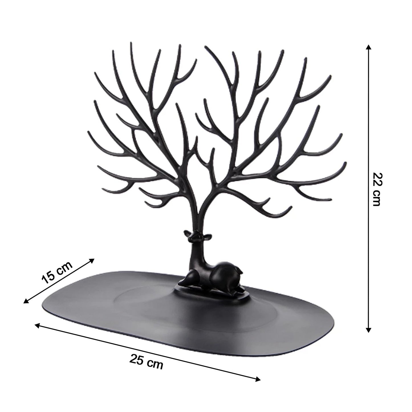 Deer Shaped Jewellery Display Holder | Necklace, Earring &amp; Ring Organizer Stand with Tray