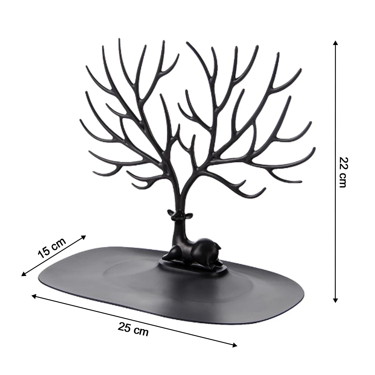 Deer Shaped Jewellery Display Holder | Necklace, Earring &amp; Ring Organizer Stand with Tray