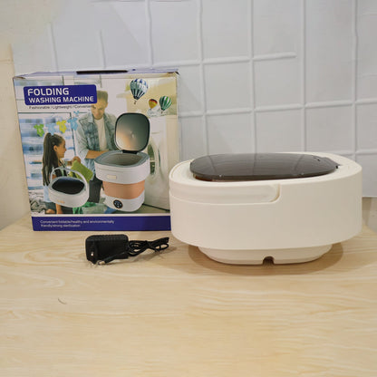 Portable Folding Washing Machine Mini Collapsible Washer with Spin Basket for Socks Underwear Baby Clothes Travel Hostel and Apartment Use (1 Pc)