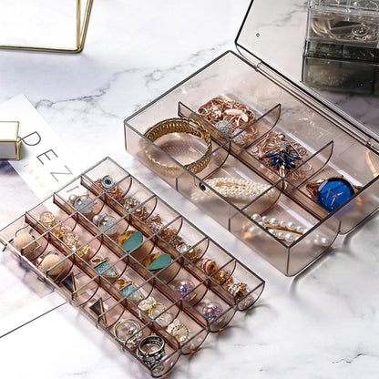 2 Layer Acrylic Jewelry Storage Box 30 Compartment Transparent Organizer for Earrings Rings Makeup Nail Art and Accessories (1 Pc)