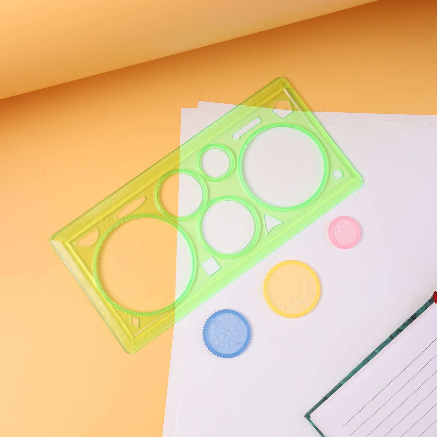 Design Ruler Spirograph Geometry Stencil Set with Interlocking Gears for Pattern Drawing Craft and School Projects (1 Set)