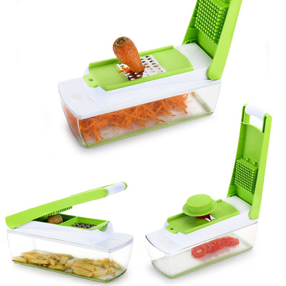 House of Sensation Snowpearl 14-in-1 Quick Dicer with Stainless Steel Blades for Vegetable and Fruit Chopping