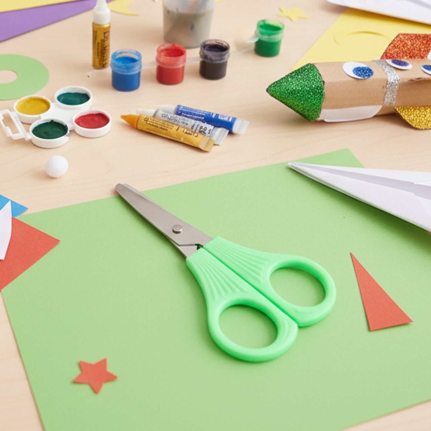 Kids Crafting and Stationery Set for School Projects, Arts & Crafts | Safety Scissors, Mini Stapler, Glue & Staples Kit for Kids Creative Activities (4 Pc Set)