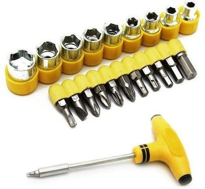 24 Pcs T-Shape Screwdriver Set – Ratchet Socket Spanner Tool Kit with Batch Heads