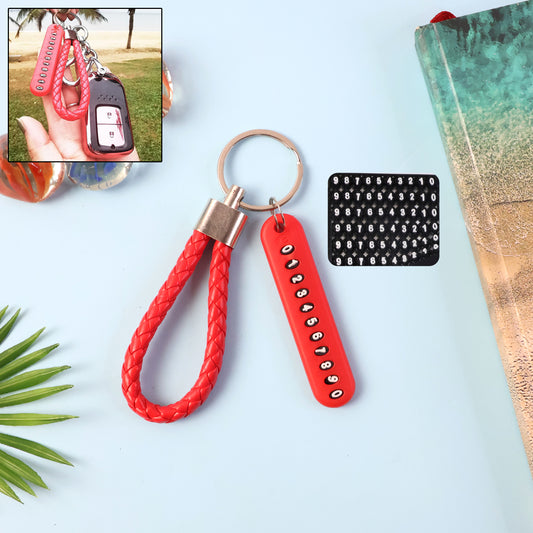 Anti-Lost Keychain with Number Plate for Keys, Bags, Luggage, Wallets & Personal Items | Durable Braided Key Tag for Easy Identification & Loss Prevention (1 Pc)