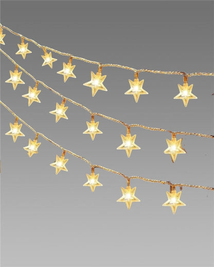 Serial String Star Lights for Decoration - 16 LED Star Fairy Lights Waterproof