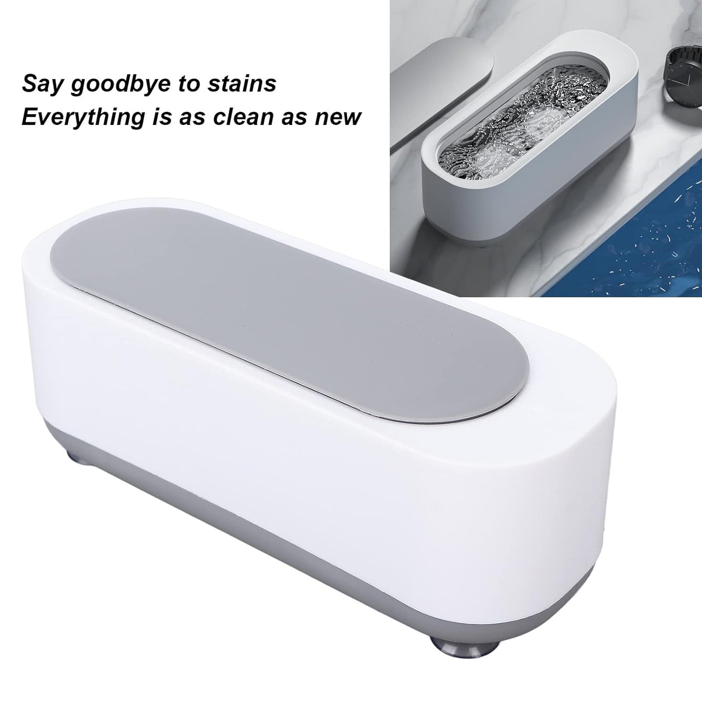 Portable Ultrasonic Jewellery Cleaning Machine for Rings Glasses Watches Coins Retainers Makeup Brushes and Accessories High Frequency Cleaner (Battery Not Included)
