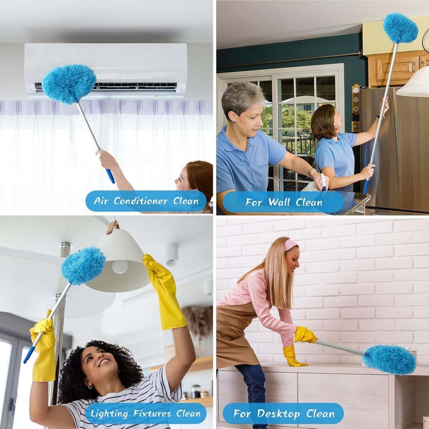 Premium 83.5 cm Extendable Round Cleaning Duster with Extra-Soft Microfiber Head – Long Handle Dust Cleaner for Fans, Ceilings, Corners, Lights, Shelves, High Areas & Home/Office Dusting (1 Pc)