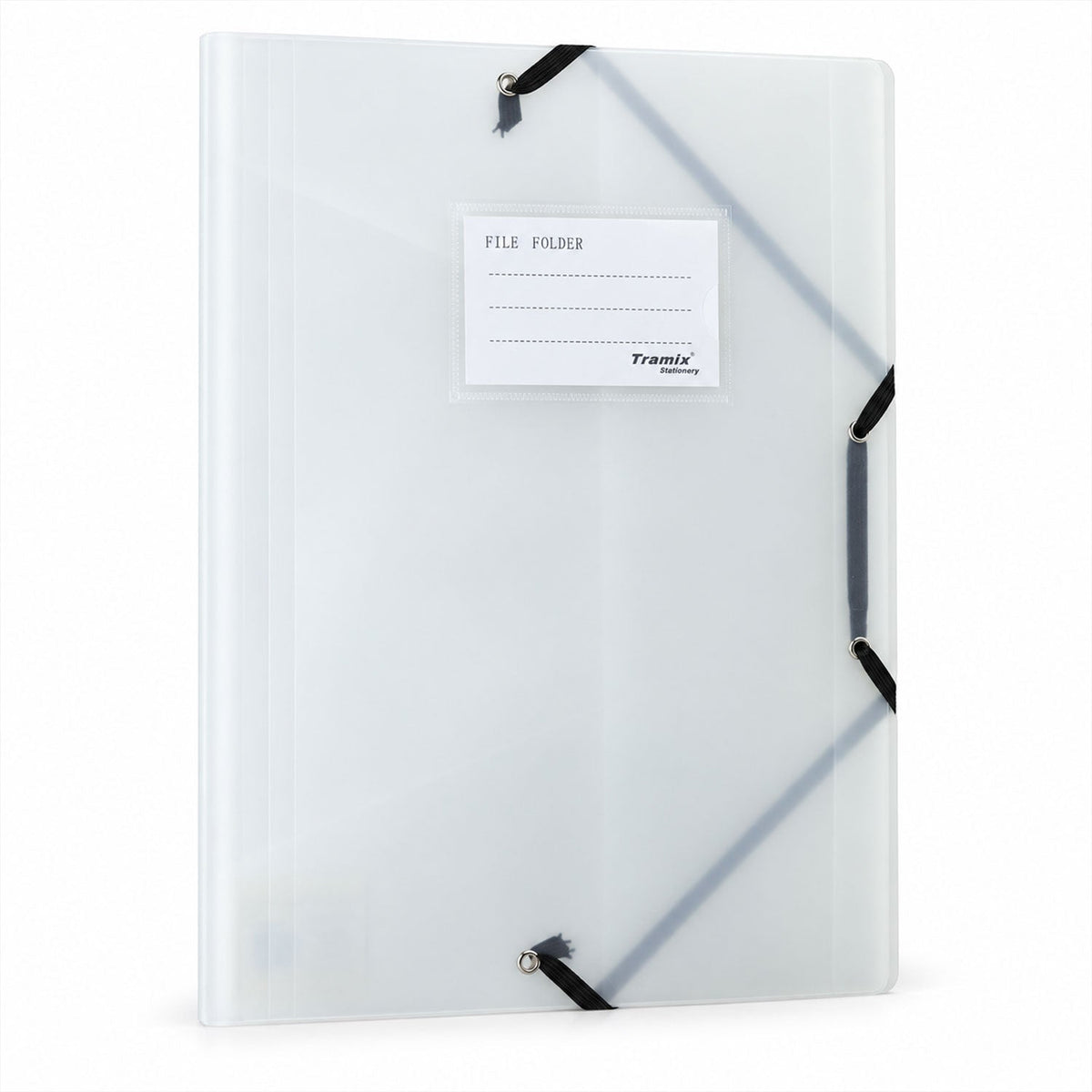 Transparent Plastic Document File Folder with Elastic Band Closure, Frosted Paper Organizer with Interior Pockets and Label Card Document Storage