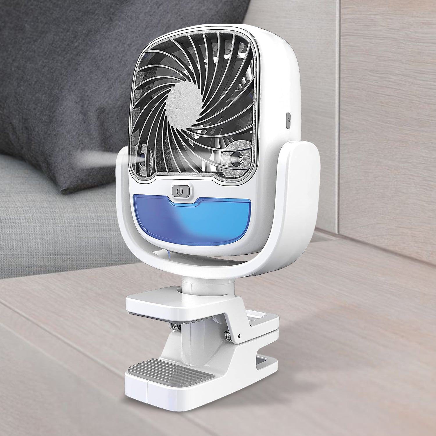 Portable Clamp Air Cooler Fan USB Rechargeable 3 Speed Personal Cooling Fan with 360 Degree Rotation LED Light and Universal Clip for Indoor and Outdoor Use (1 Pc)