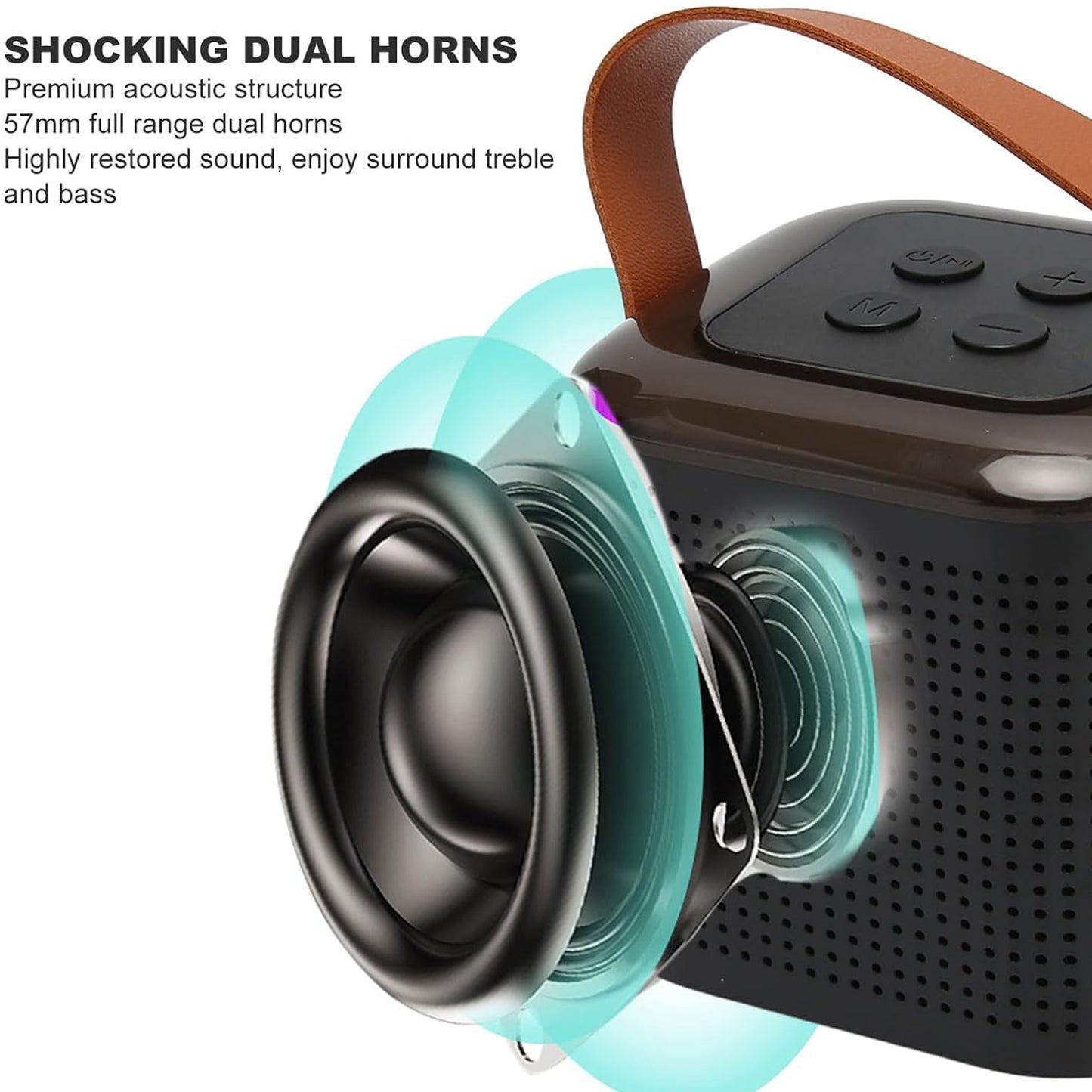Machine with RGB Lights Memory Card Support Bluetooth Compatible Mini Karaoke Speaker with Wireless Mic for Travel TV Home Parties