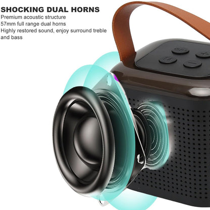 Machine with RGB Lights Memory Card Support Bluetooth Compatible Mini Karaoke Speaker with Wireless Mic for Travel TV Home Parties