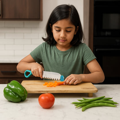 Supermom Wooden Craft Cutting and Chopping Board with Stainless Steel Knife | Complete Kitchen Cutting Set