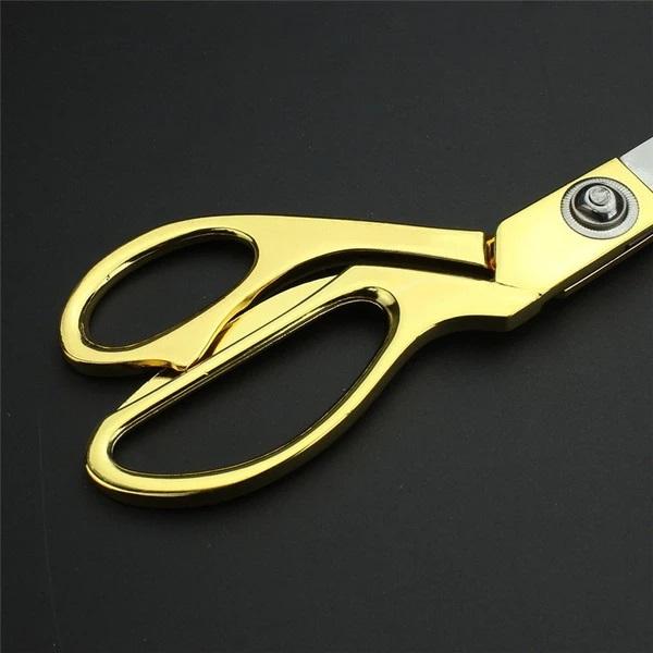 Stainless Steel Tailoring Scissor 9.5 Inch with Golden Handle Professional Heavy Duty Fabric Cutting Shears for Sewing Tailoring Quilting and Craft Work (1 Pc)
