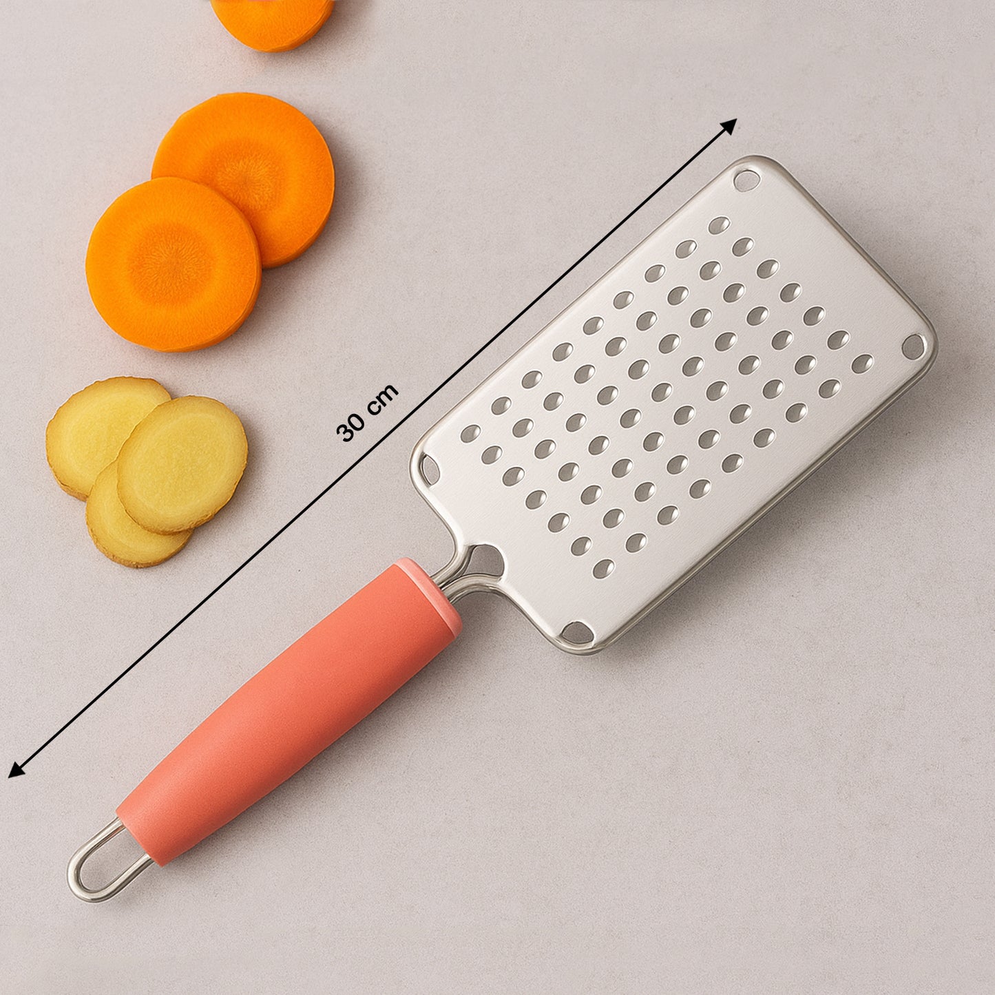 Supermom Stainless Steel Multipurpose Vegetable and Cheese Grater with Soft Grip Handle Heavy Duty Kitchen Hand Grater